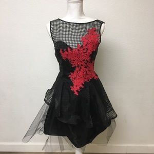 Nha Khanh Andrea Fit-&-Flare Dress in Black Red